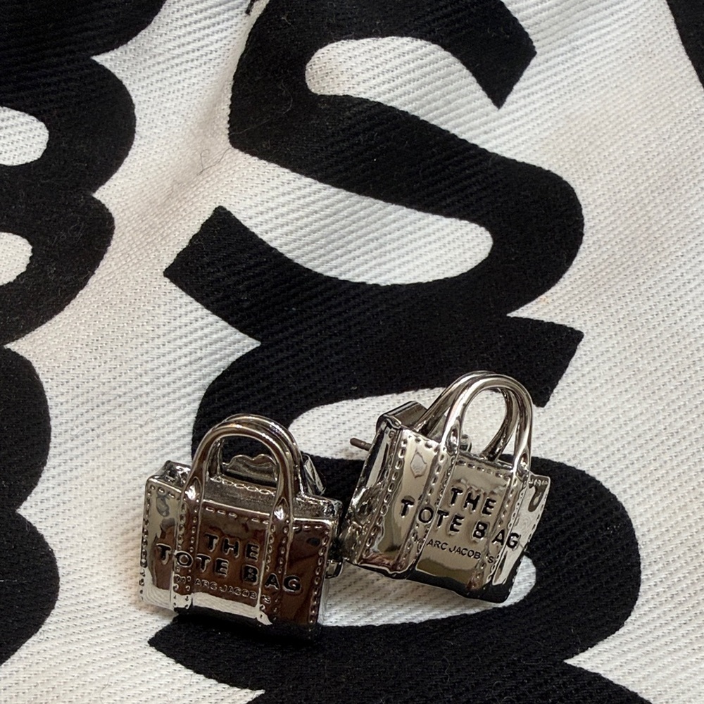 Marc Jacobs Silver Tote Bag Earrings